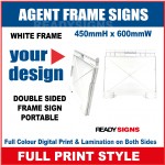 Frame Sign Agent  - 450mmH x 650mmW - White Frame